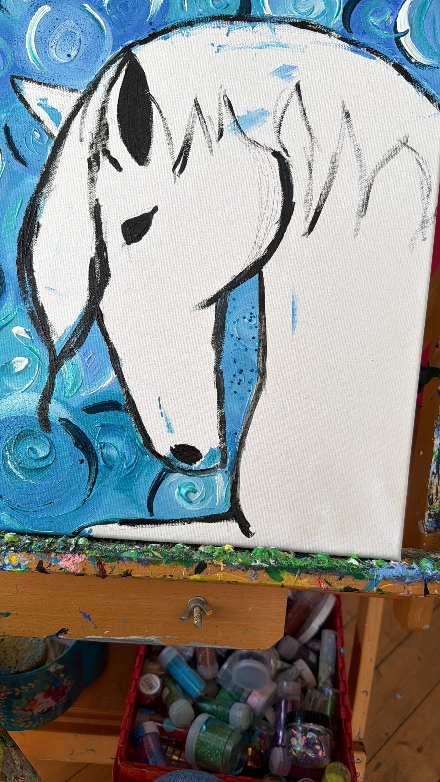 SPIRIT An original horse painting of a wild horse with a beautiful heart by Charron Pugsley-Hill - Image 3