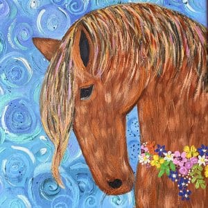 SPIRIT An original horse painting of a wild horse with a beautiful heart by Charron Pugsley-Hill